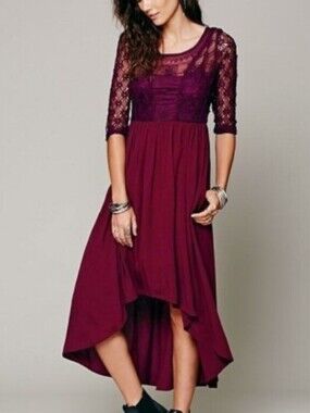 Free People Plum Lace & Chiffon Maxi Dress...Size:XS